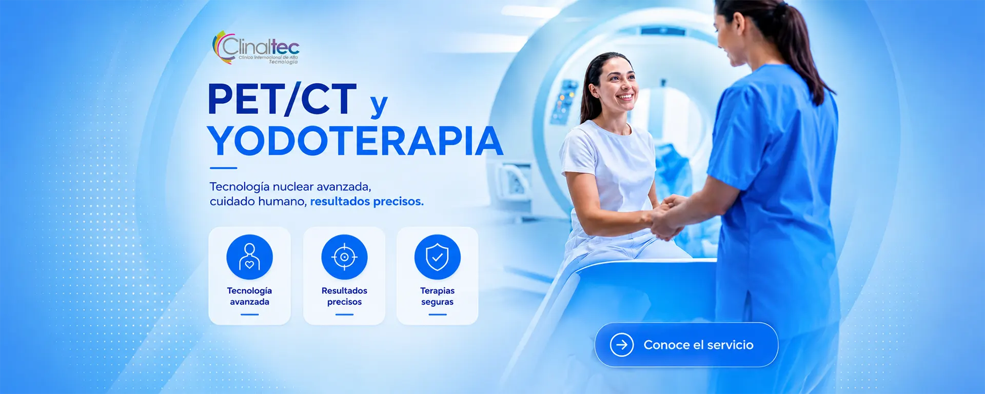 PET-CT y Yodoterapia en Clinaltec: tecnología nuclear avanzada, cuidado humano y resultados precisos. Conoce el servicio.